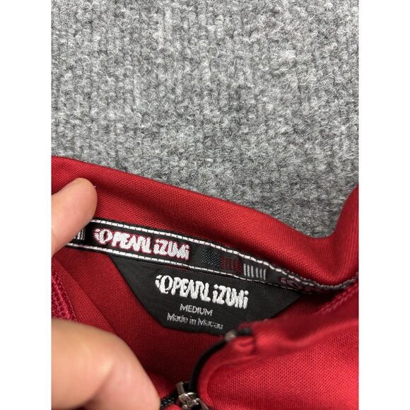 Pearl Izumi Cycling Jersey Mens Medium Red Black Half Zip 3 Rear Pockets Sensor - Picture 2 of 7